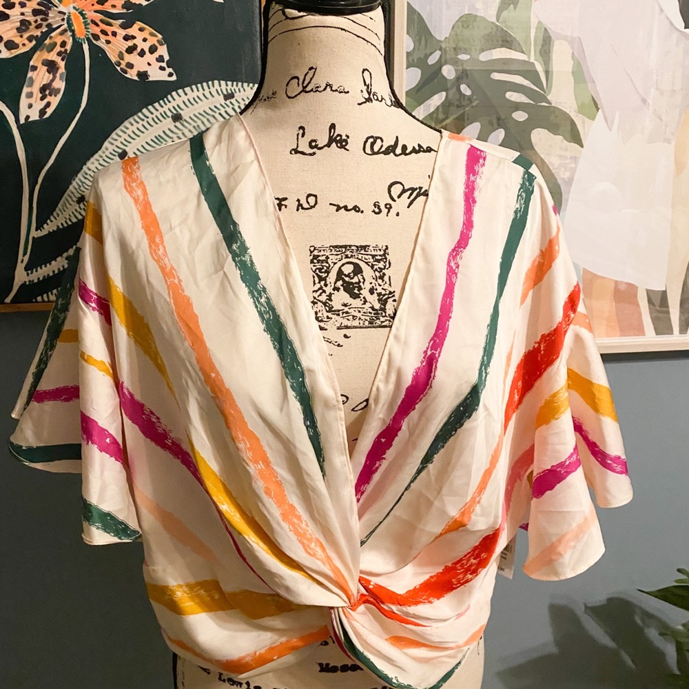 New York & Company Multicolor Striped Blouse - Picture 2 of 4